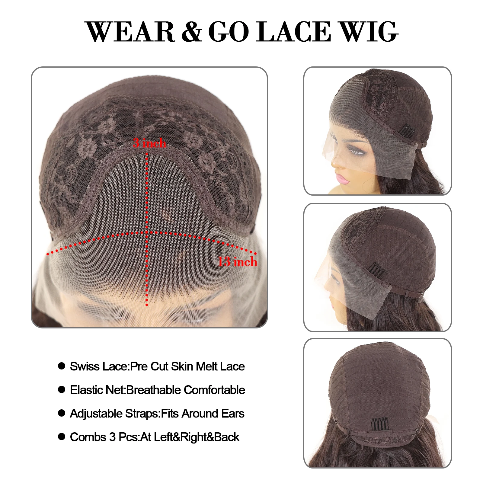 Шоколадно-коричневый цветной волнистый парик из синтетических волос 13x3 Парики