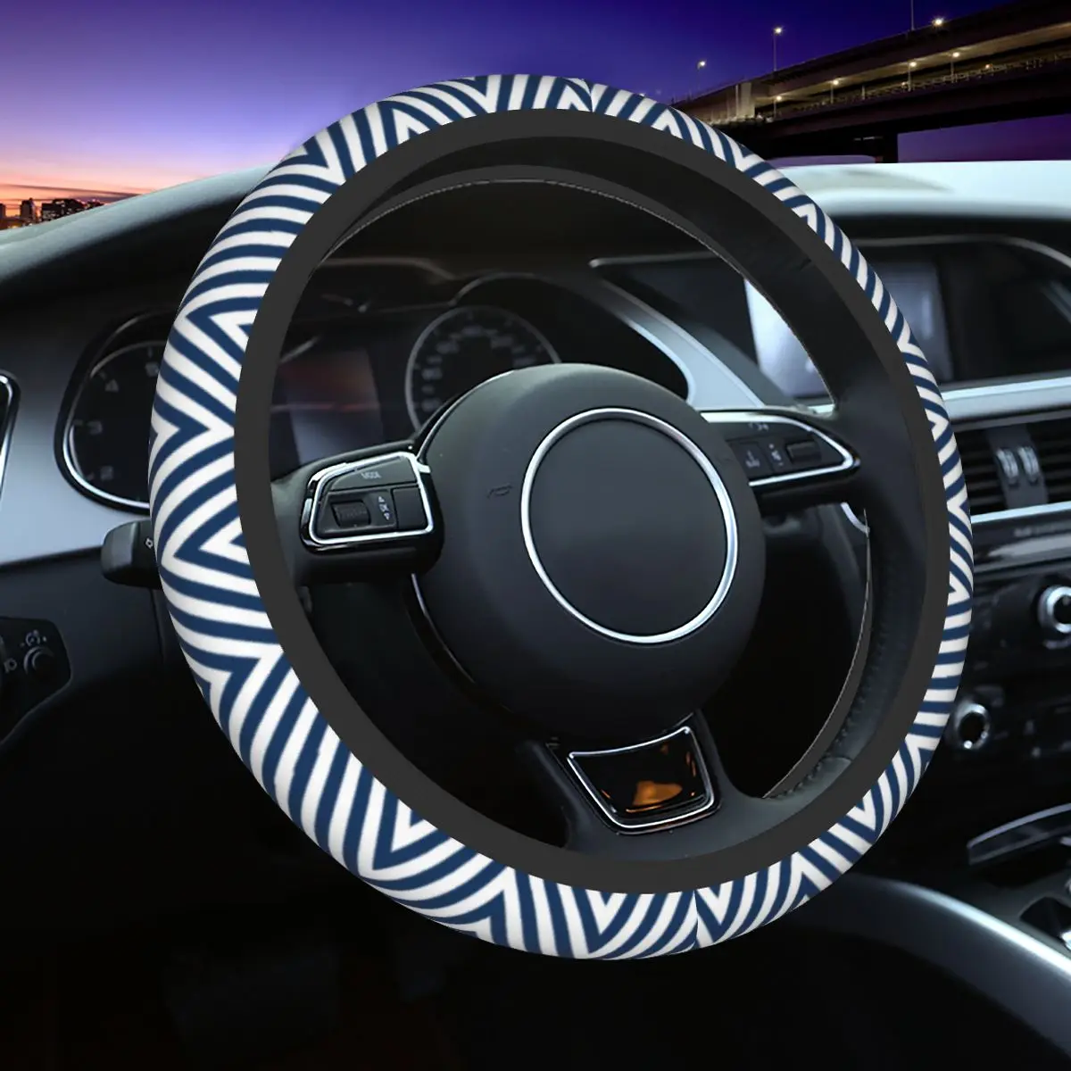 

Stripe Plaid Car Steering Wheel Cover 37-38 Universal Vintage Colorful Auto Decoration Interior Accessories
