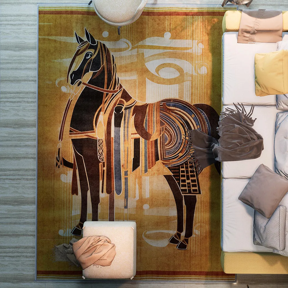 

High-grade Wind Animal Horse Floor Mat Entrance Door Mat Living Room Kitchen Rug Non-Slip Carpet Bathroom Doormat Home Decor