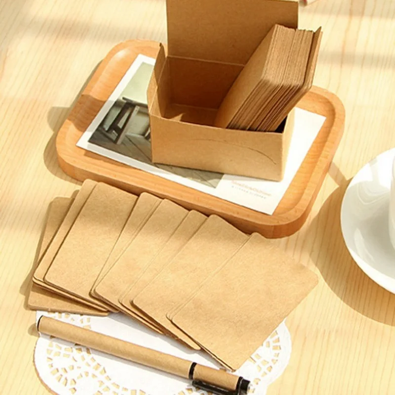 

100pcs/box Cowhide Color Word Card New Blank Kraft Paper Ten Choices Handwritten Card