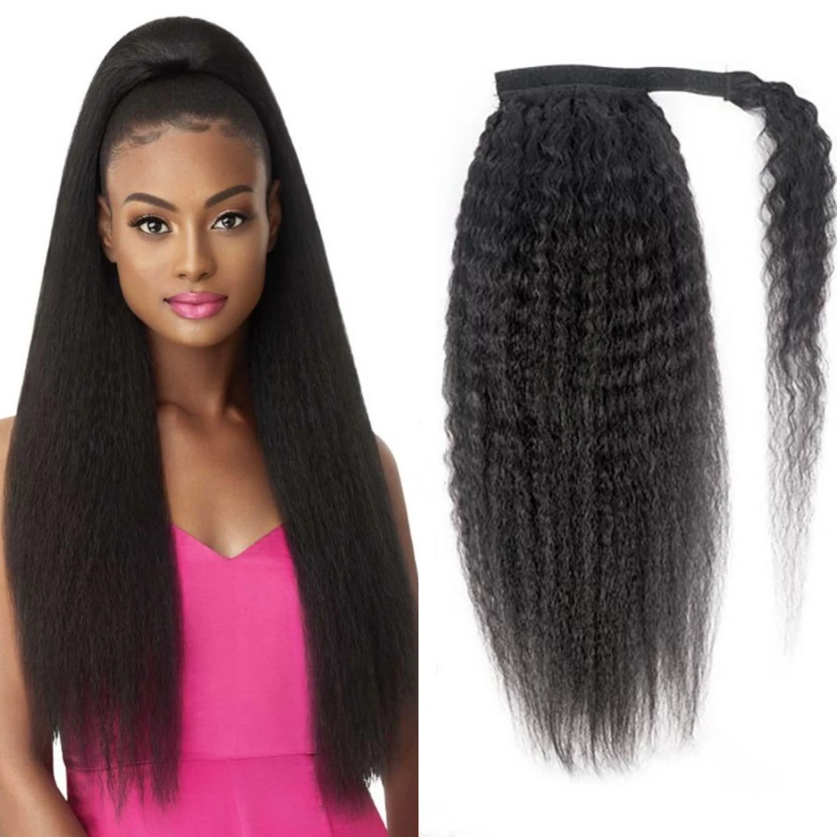 Кудрявый прямой хвост с волшебной пастой наращивание волос на заколке 120 г