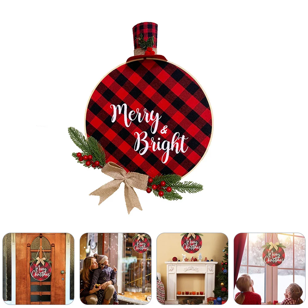 

Christmas Wreath Pendant Garland Door Tree Decor Hanging Party Wooden Red Black Lattice Wall