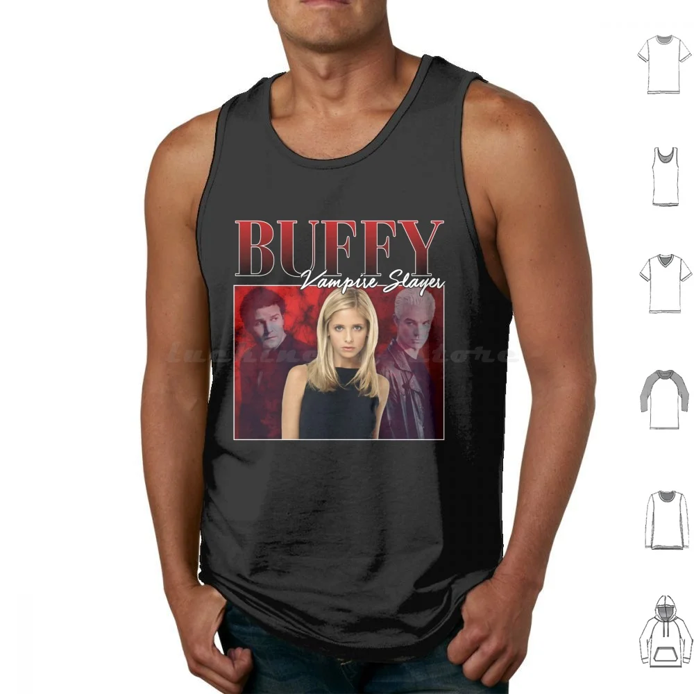 

Buffy Retro Tank Tops Print Cotton Buffy The Vampire Buffy Vampire Vampire Btvs Spike Angel Spuffy Bangel Buffy Angel