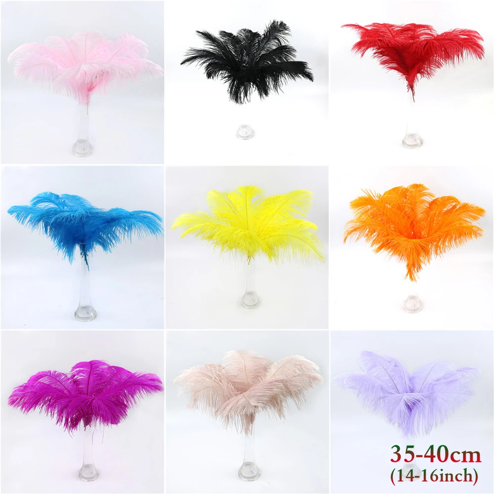 10 шт./лот натуральные страусиные перья красочный центральный элемент шлейф для