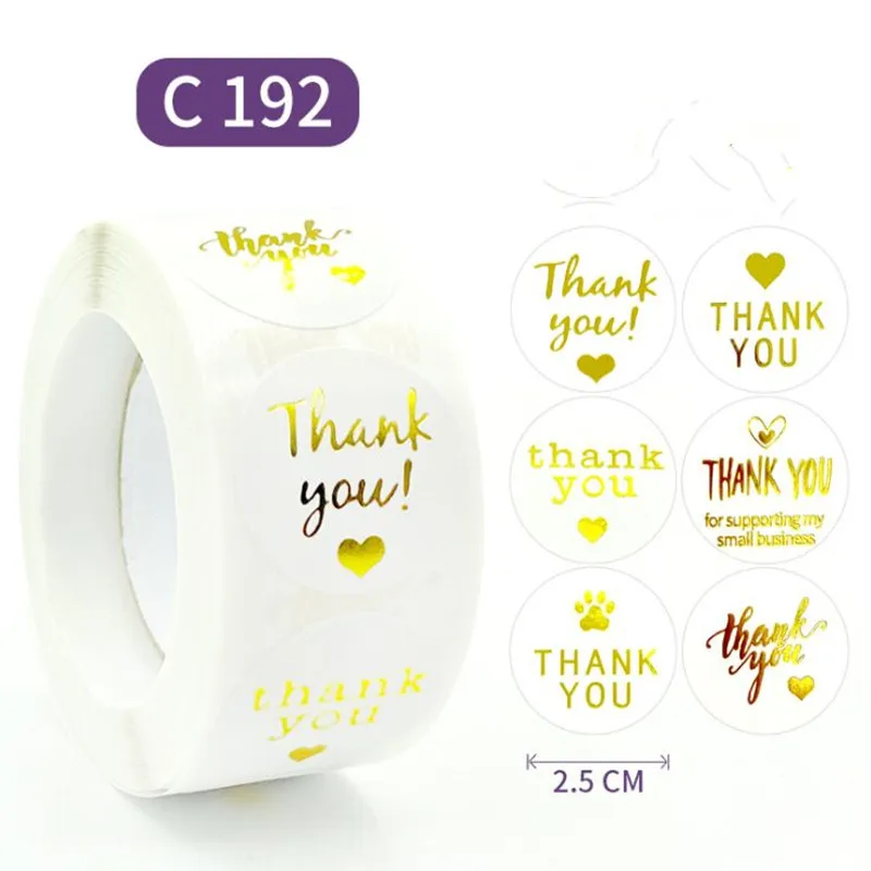 

500pcs /roll 2.5cm Handmade /Merry christmas white color bronzing thank you sticker holiday gift decorative sticker