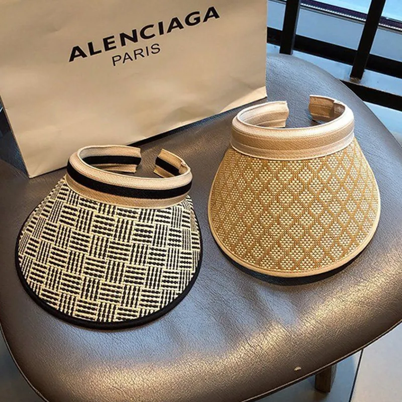 Женская Повседневная клетчатая соломенная шляпа для отдыха на открытом воздухе