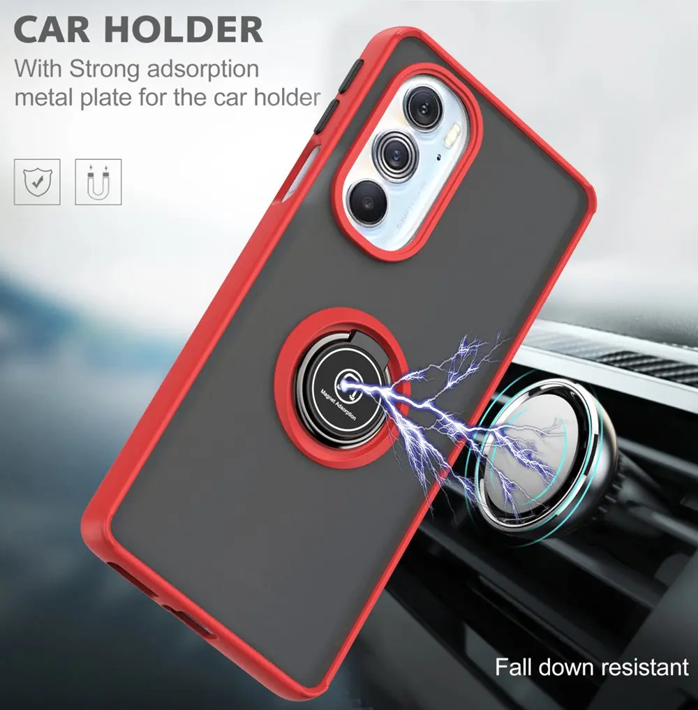 Фото Чехол для Motorola Moto Edge 20 Pro S30 X30 G10 G20 G30 G32 E32 G22 G60S G31 G41 G51 G71 G52 G200 E22 G100, Твердый чехол с кольцом-держателем №5