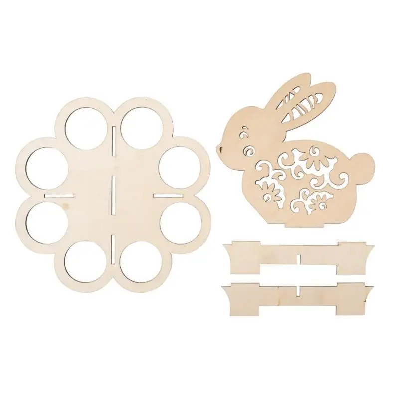 Деревянный Пасхальный держатель для яиц цветная полка в виде кролика пасхальных