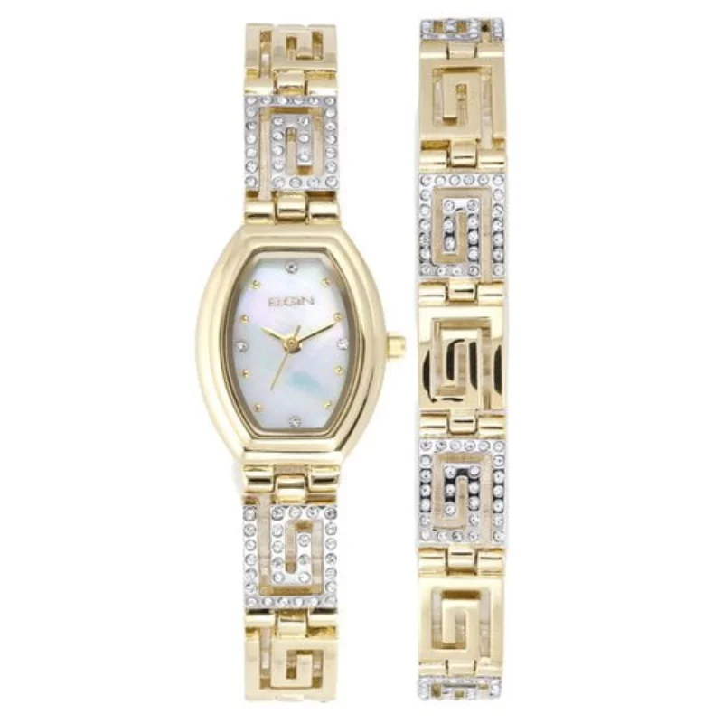 

Elgin Adult Female Greek Key Watch and Bracelet Set One Size (EG8092ST)
