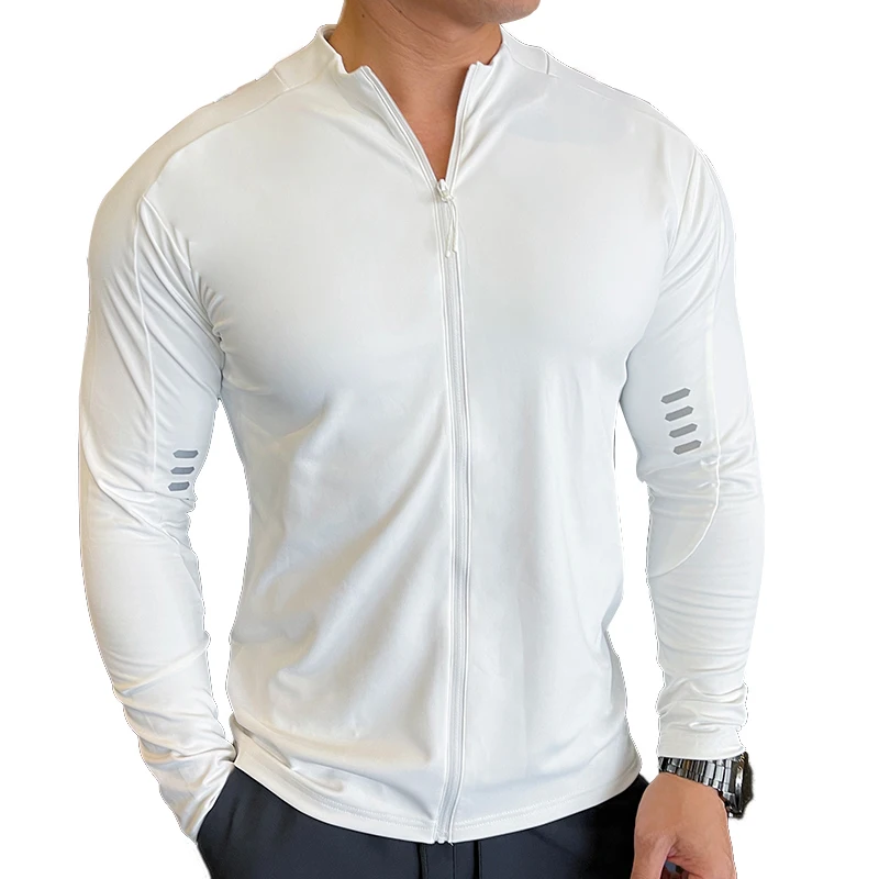 Men Autumn Fitness Coats Stand Collar Zipper Quick Dry Long Sleeve Sportwear Gym Training Casual Tops Compression Shaper Jacket