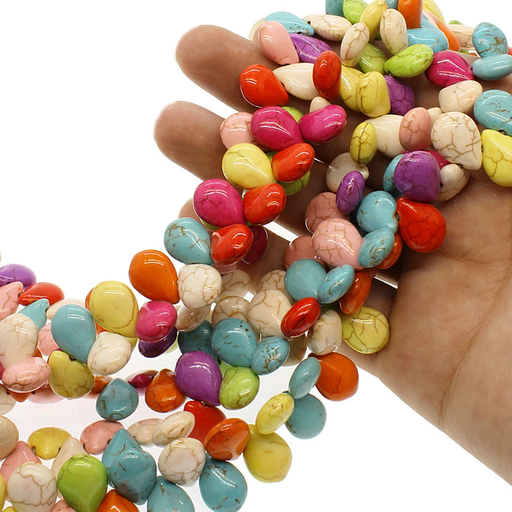 

Turquoise Drop-shaped Colored Synthesis Stone Necklace Bead 10mm Semi-precious Stone Beads for Making Bracelet Jewelry Accessory