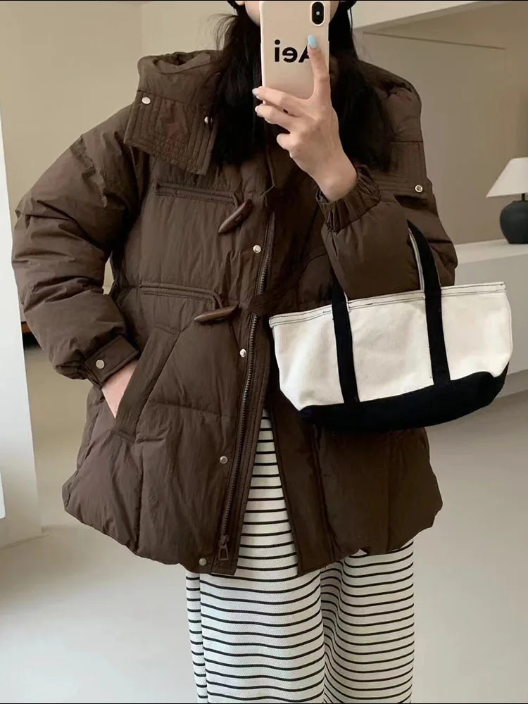 Повседневная модная теплая верхняя одежда на пуговицах с рогами женская длинная