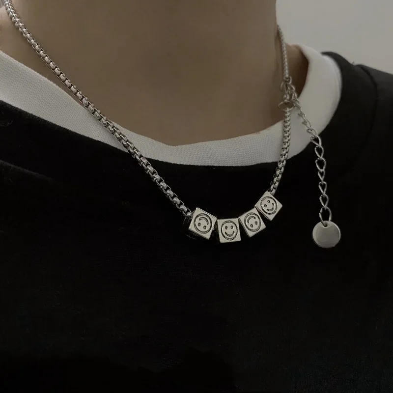 Универсальное винтажное ожерелье с костями со смайликом женская цепочка для