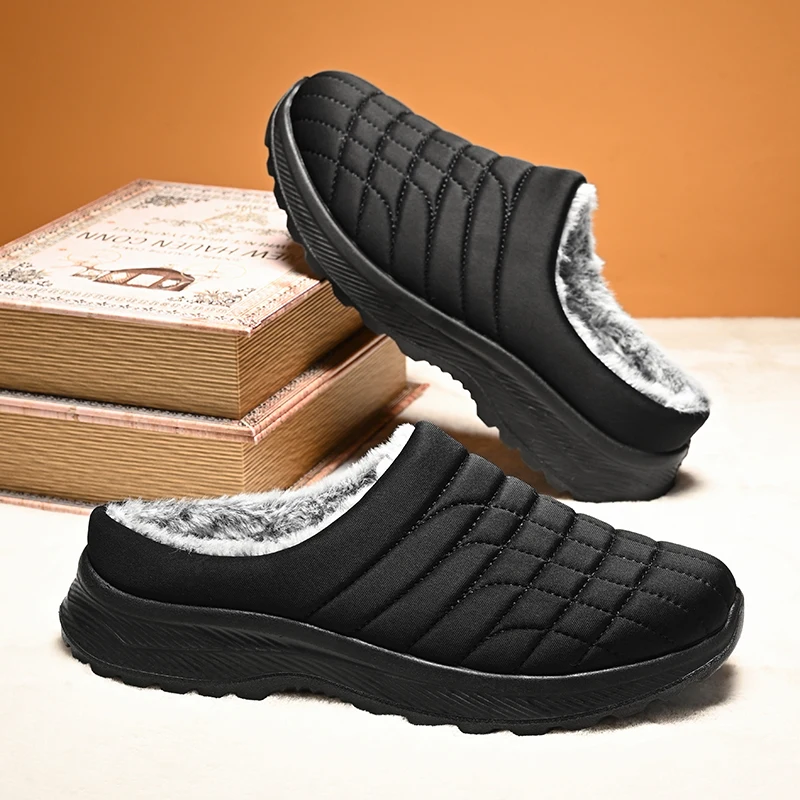 Зимние мужские зимние ботинки нескользящие кроссовки на толстом меху хлопковые