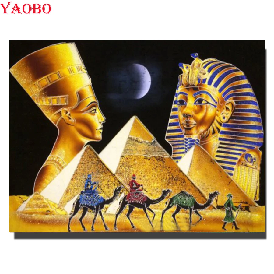 

Diamond Painting Egypt Queen Diamond Embroidery Full Drill 3D DIY Diamond Mazayka,Rhinestone Painting Diamond Pyramid Camel