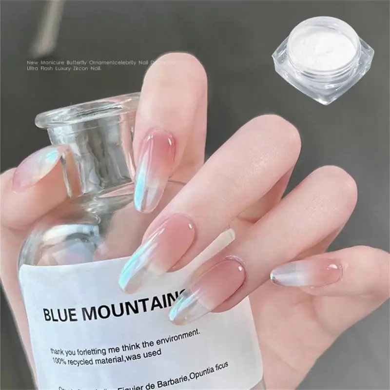 

Блестящий пигмент жемчужно-белый для дизайна ногтей Блестящий пыль хром Аврора синий Маникюр голографические украшения