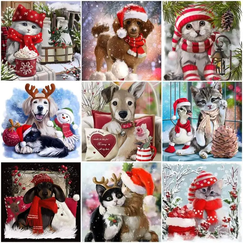 

CHENISTORY Oil Painting By Numbers Animal Celebrate Festival Handpainted Pictures By Numbers Animal Painting Home Decor