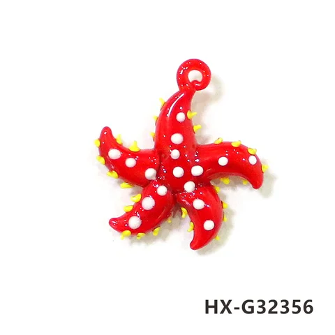 Pingente de vidro de figura de vidro colorido de estrela do mar
