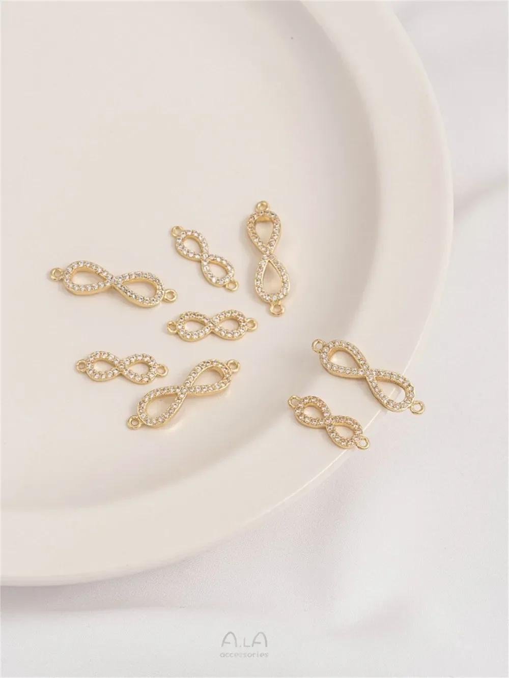 14-каратное золото циркон любовь бесконечная фигура 8 двойные подвесные