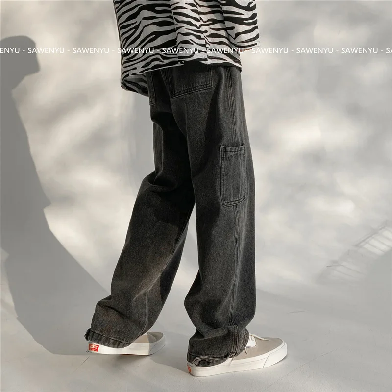 Jeans for Men and Women Vintage Jeans Embroidered Jeans for  Baggy Jeans Pocket Jeans Button Split Denim Pants Blue Jeans Casual