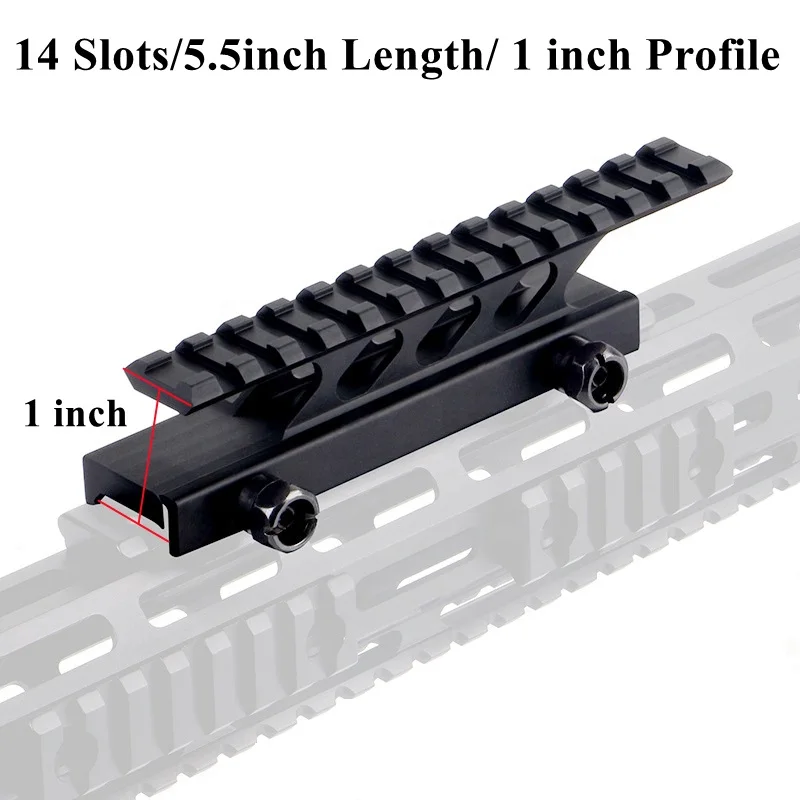 

Крепление для подъемника Picatinny, 1 дюйм, профиль, 13 слотов, 140 мм, длина 5,5 дюйма, переднее расширение с 20-миллиметровым ласточкиным хвостом для ...