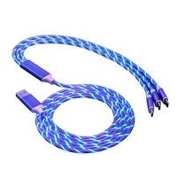 3 in 1 cable usb type c cable glow flowing 1 2m cord led lighting fast charging usb micro charger cable wire for i phone samsung