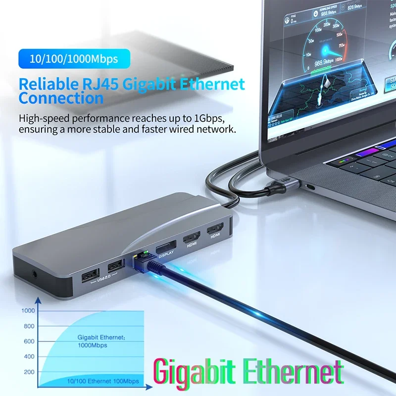 Док-станция 14 в 1 разветвитель Thunderbolt 3/4 HDMI 4K порт док-станция для Air Mac Apple MacBook Pro