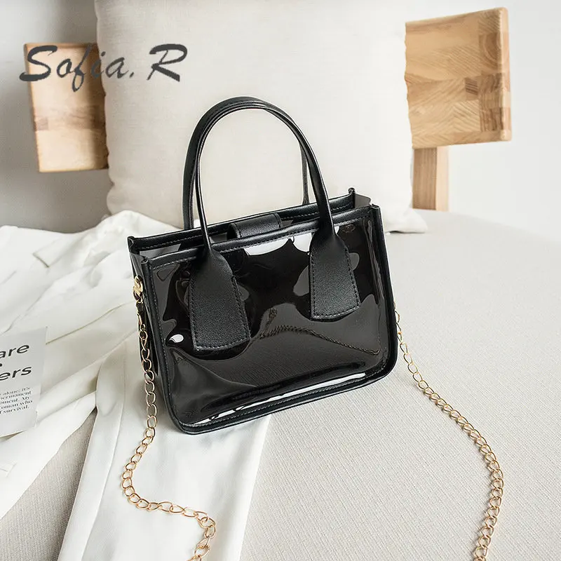 

2022 прозрачные сумки на плечо, сумки для мам, сумка на молнии с пряжкой и цепочкой, трендовая модная сумка-мессенджер двойного назначения на п...