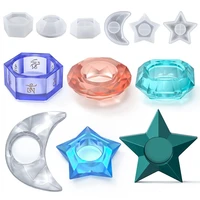 diy crystal silicone mold moon star shaped candlestick ornament candle holder molds silicone mold for resin making decoration