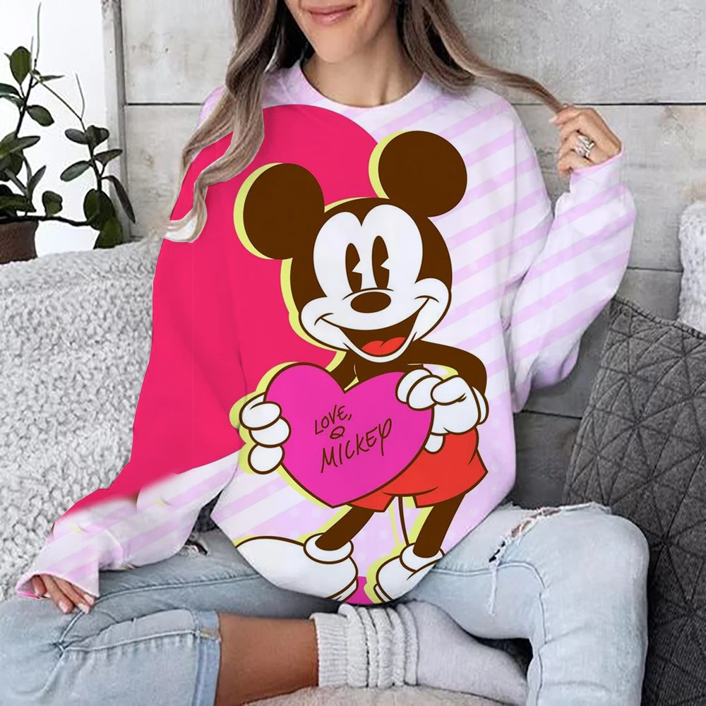 Повседневные свободные толстовки с длинными рукавами и принтом граффити Микки