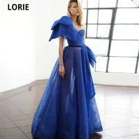 lorie royal blue sparkly lace prom dress one shoulder bow vestidos de gala sweetheart beach formal party evening gowns plus size