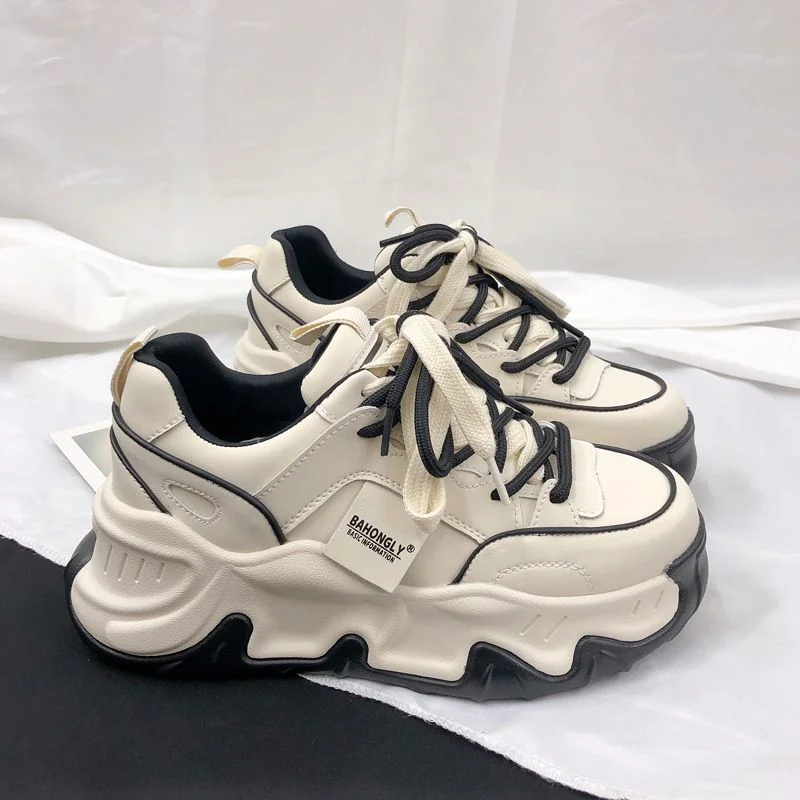 SHANPA High Street Fashion Chunky Sneakers Women Platform American Style Mixed Color Shoes Casual Comfortable Female Footwear