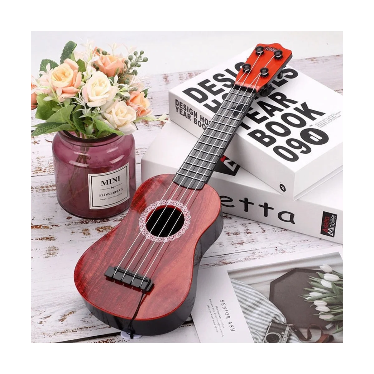 

Guitar Toy Children'S Simulation Music Guitar Instrument Mini Four Strings Can Be Played for Early Education