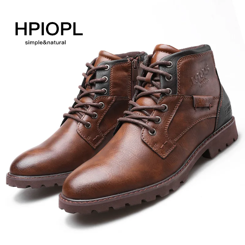 

HPIOPL Martin boots men's boots large size zipper ankle boots 2022 autumn and winter mid-top shoes retro desert tooling boots