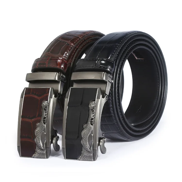 

Personalized Crocodile Head AlloyAutomatic Buckle Belt Youth Business Trend Crocodile Pattern Pants Belt high quality men's belt