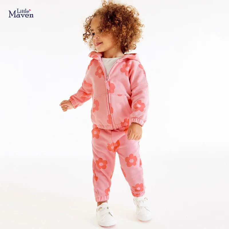

Новинка 2022, модные комплекты одежды Little maven, хлопковая Милая Толстовка для маленьких девочек, осенняя повседневная одежда для детей, женская...