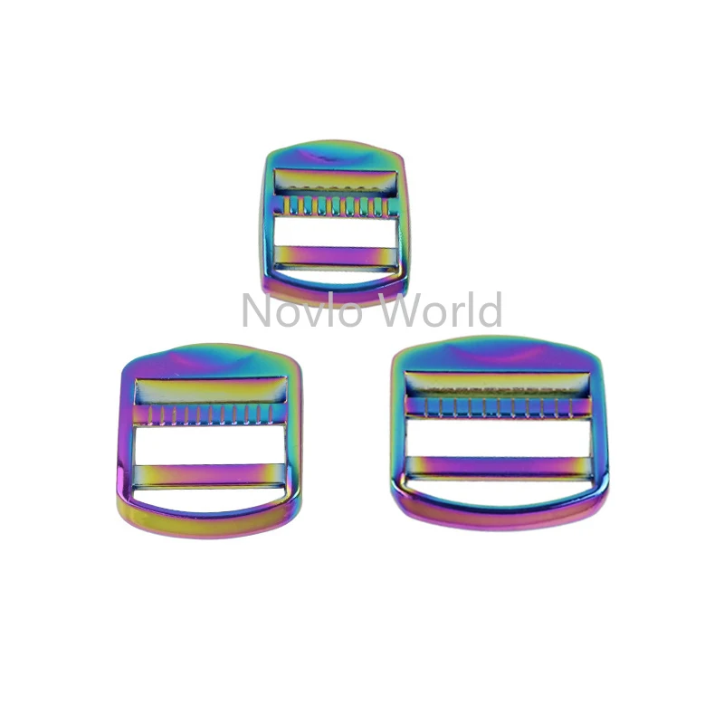 10-50pcs 19-25-32-38mm Rainbow 2022 New Metal Fashion Schoolbag Metal Tri-glide Buckle Adjustable Webbing Slider Hook Strap