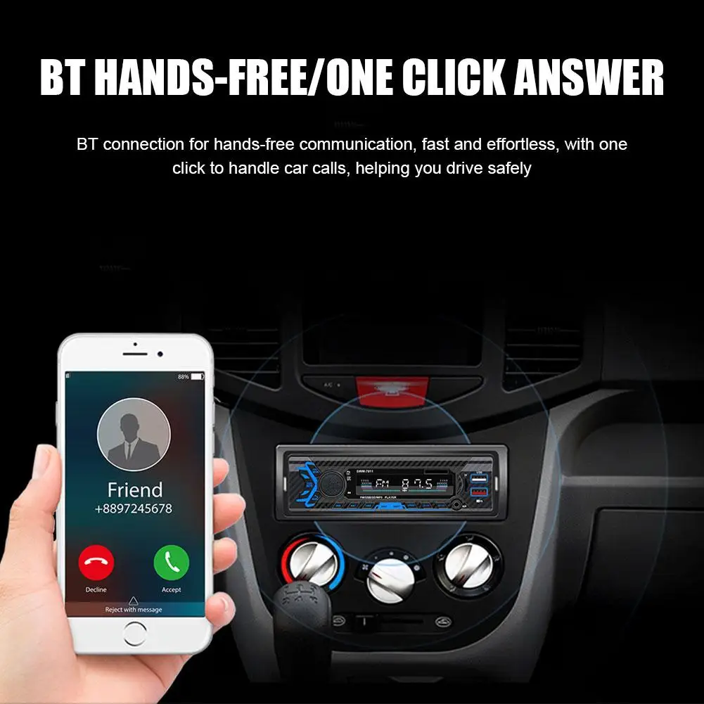 

Автомобильный MP3-плеер с Bluetooth, 12 В, радиоприемник, стерео, FM-радио, ИК, AUX, голосовое управление на колесе, пульт дистанционного управления, помощник на руле с I7D7