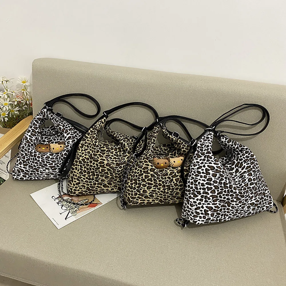 Милые сумки через плечо с леопардовым принтом Hellokitty повседневная универсальная