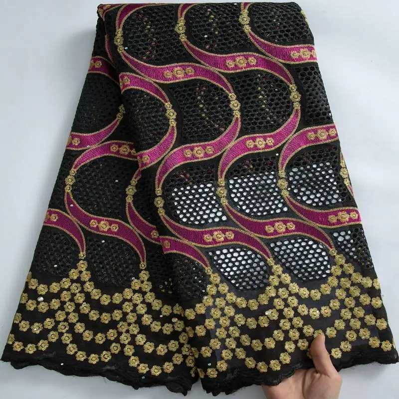 

Нигерийская хлопчатобумажная кружевная ткань с отверстиями 2023, новейшая африканская швейцарская вуаль, кружевная ткань для шитья женских вечерних стандартных платьев S3309