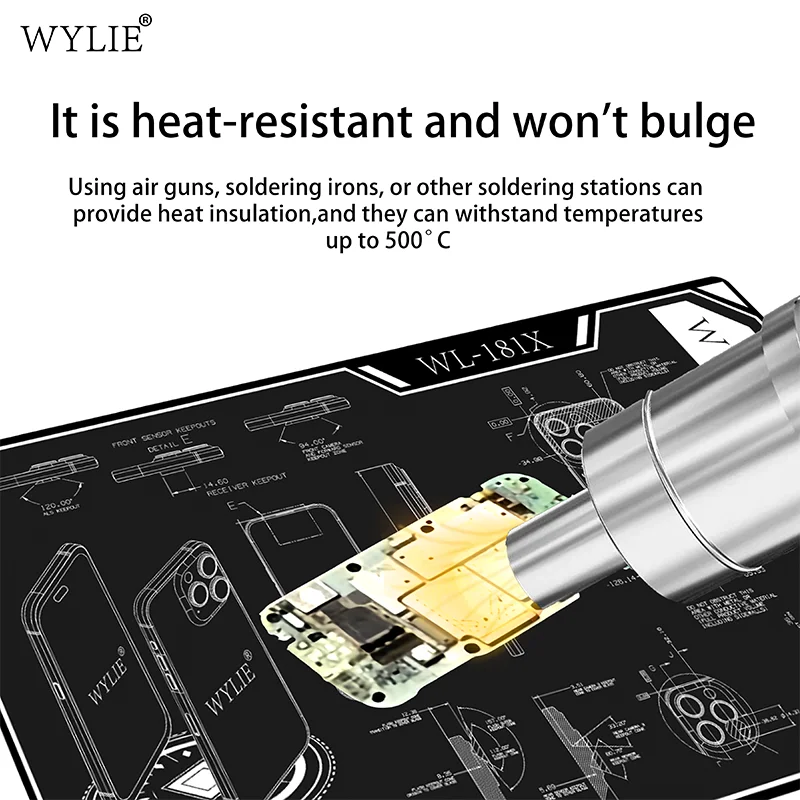 Термостойкий изолированный силиконовый коврик для пайки WYLIE WL-181X, гибкая антидеформационная рабочая подложка для ремонта материнских плат телефонов (art.: 3920dbbbc35fc) - 3920dbbbc35fc