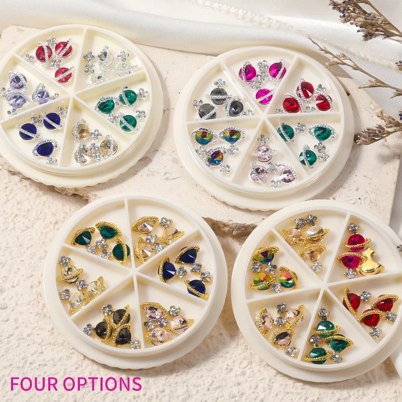 

3D Nail Charms Luxury Alloy Planet Nail Art Tips Rhinestones Shiny Multi-Color Nail Gems Jewelry DIY Nail Decoration Accessories