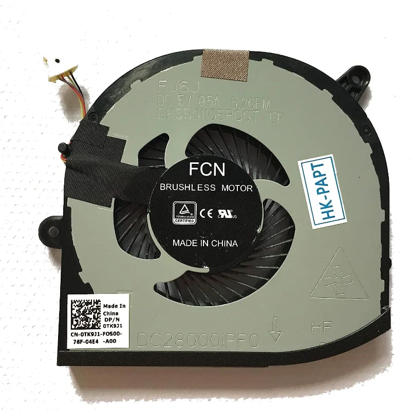 Сменный вентилятор для Dell XPS 15 9570 правый охлаждающий 4-контактный 4-проводной DP/N: