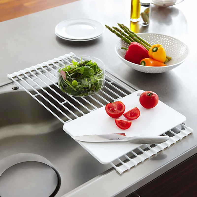 

Foldable Kitchen Dish Drainer Roll Up Dish Drying Rack Shelf Kitchen Sink Holder Tableware Plate Organizer Rack Kitchen Supplies