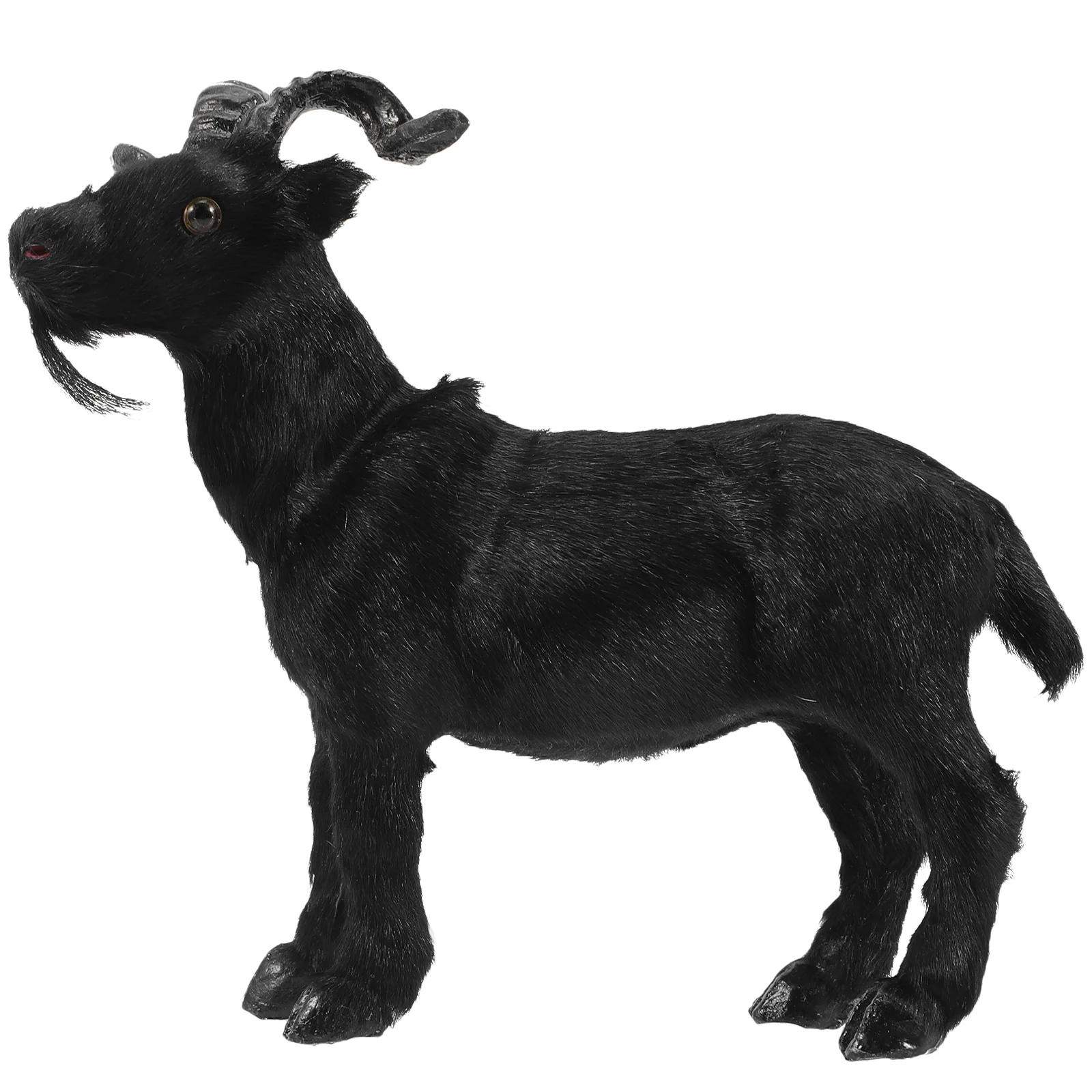 

Black Goat Figure Baphomet Statue Fur Goat Figurines Mini Goat Model Realistic Plastic Satanic Rites Evil Demonic Sculpture