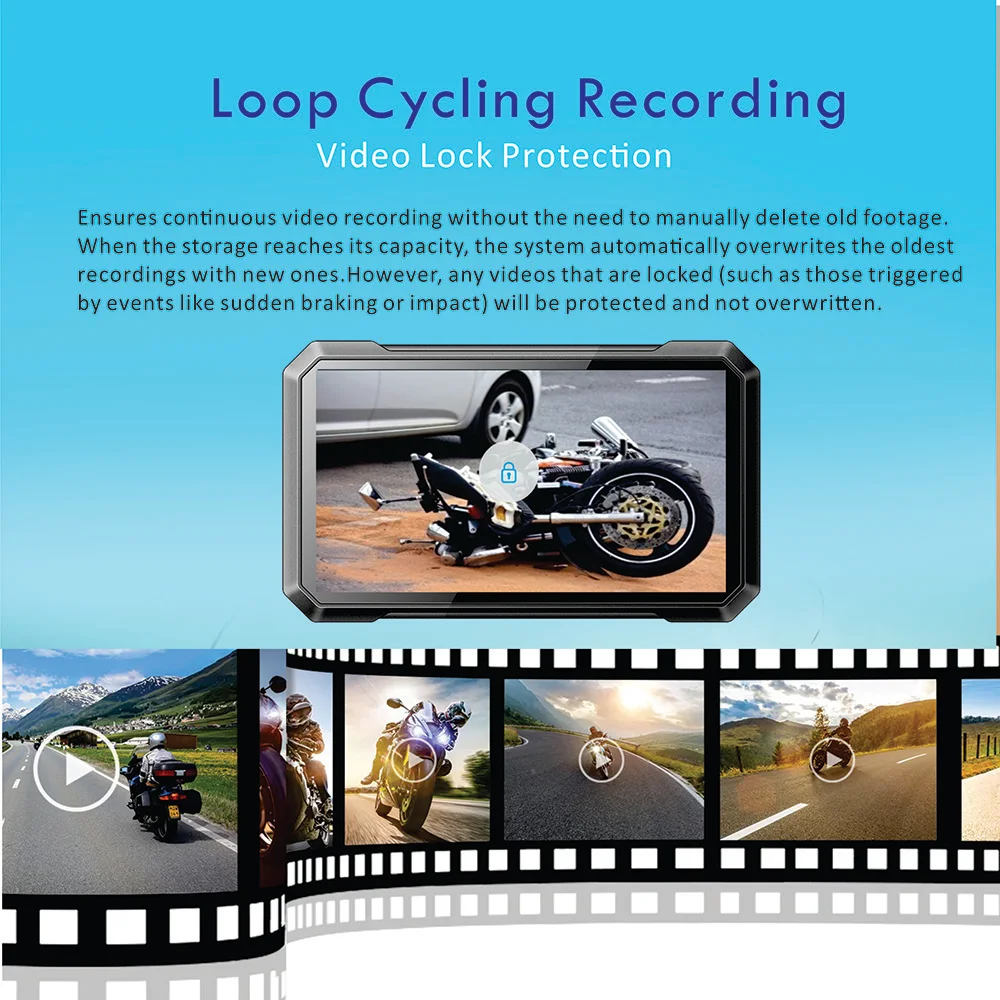 RICOEL 5-дюймовый портативный Carplay Android Auto GPS-навигация для мотоцикла Беспроводная 5G