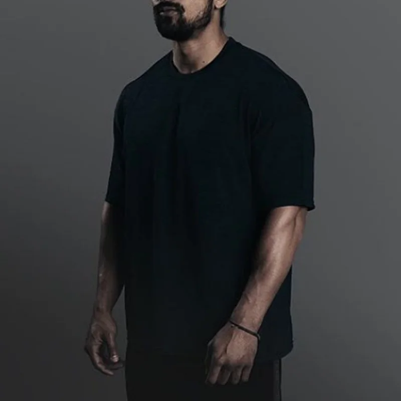 

Футболка мужская оверсайз с коротким рукавом, Спортивная тренировочная рубашка, топ свободного кроя, для фитнеса, бега, летняя