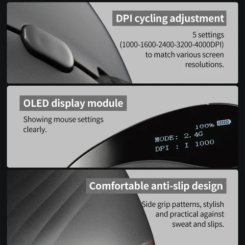 Вертикальная беспроводная мышь, эргономичная мышь с регулируемым разрешением, перезаряжаемая, трехрежимная, BT + 2,4 ГГц + проводная, 7 кнопок для ПК, ноутбука Mac