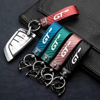 car carbon fiber leather rope keychain key ring for peugeot 3008 gt 308 4008 5008 508 car accessories