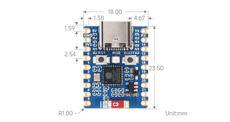 ESP32-C6-Zero-M с головкой двумя процессорами частотой 160 МГц 2 4 ГГц Wi-Fi 6 и Bluetooth 5